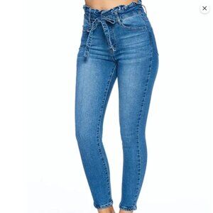 Black Label Paper Bag High Waisted Tie Jeans Skinny 9/28